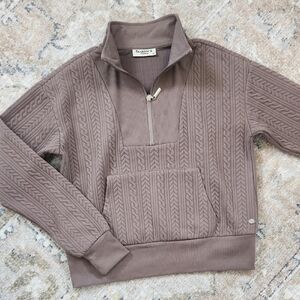 Bear Paw Quarter-Zip Cable Knit Sweater